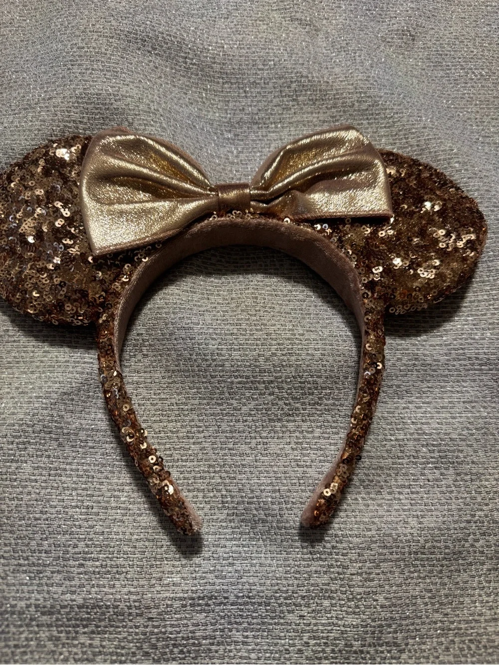 Sequin Disney Ear Headband with Metallic Bow - Bronze